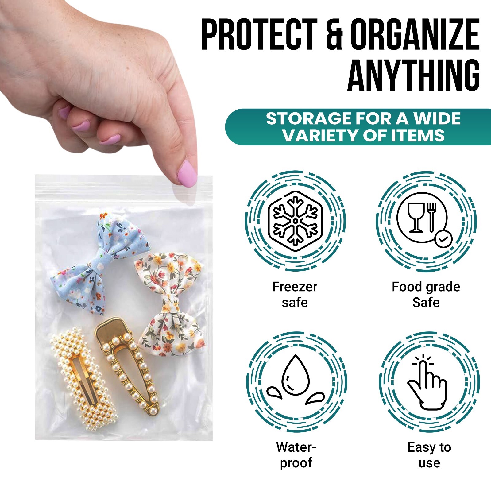 Strong 2 Mil Clear Reclosable Zip Plastic Lock Bags Poly Jewelry Zipper Baggies