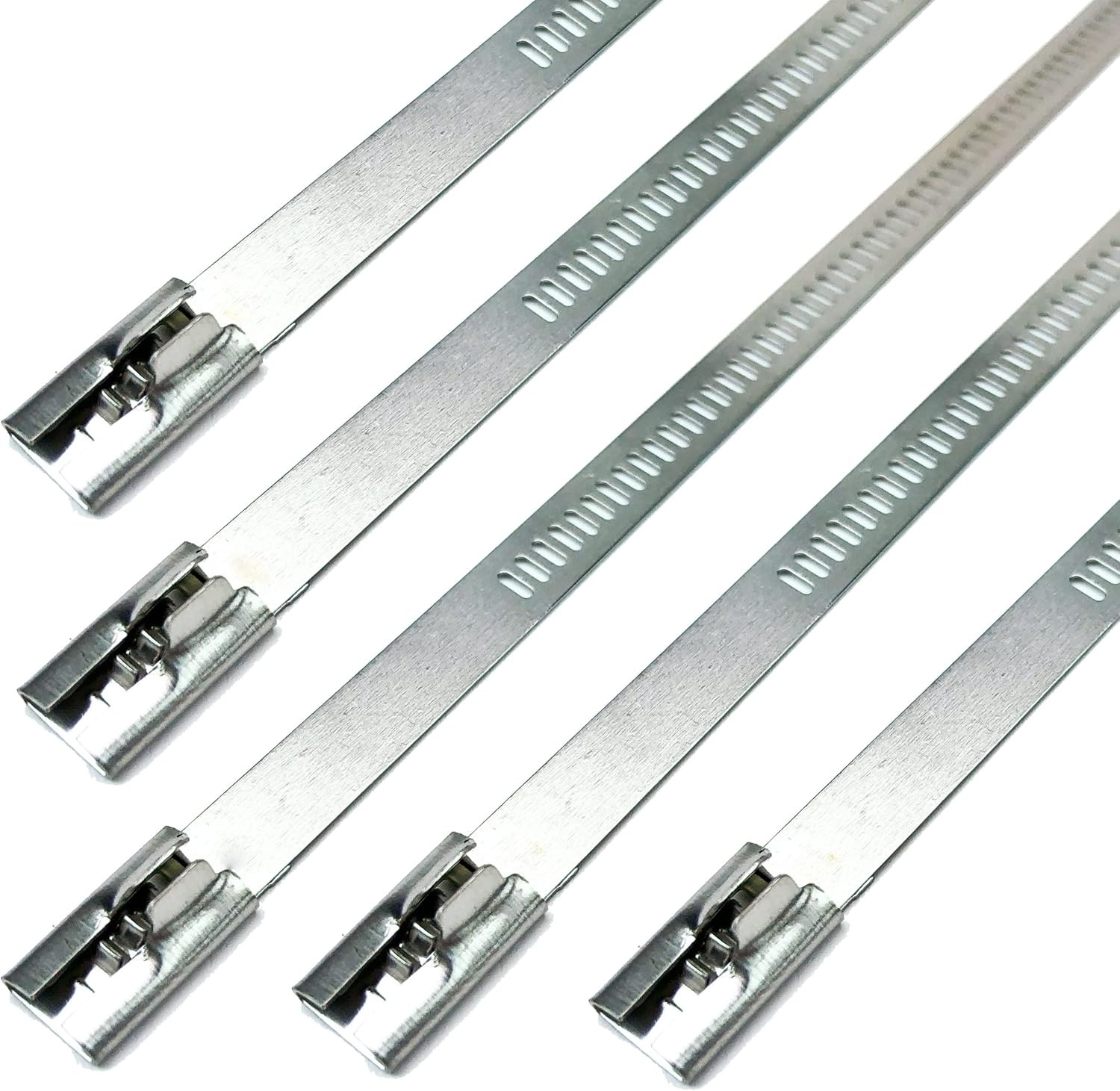 10 Pack Secure 14″ Long Stainless Steel Positive Locking Zip Ties Heat Resistant