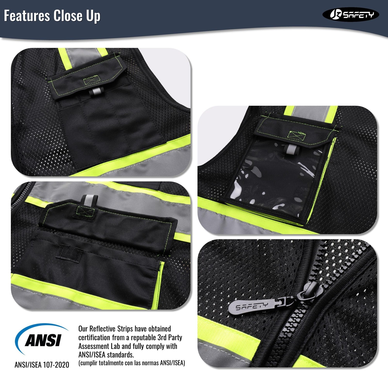 Hi Vis Reflective Safety Vests for Men Women High Visibility Vest with Pockets