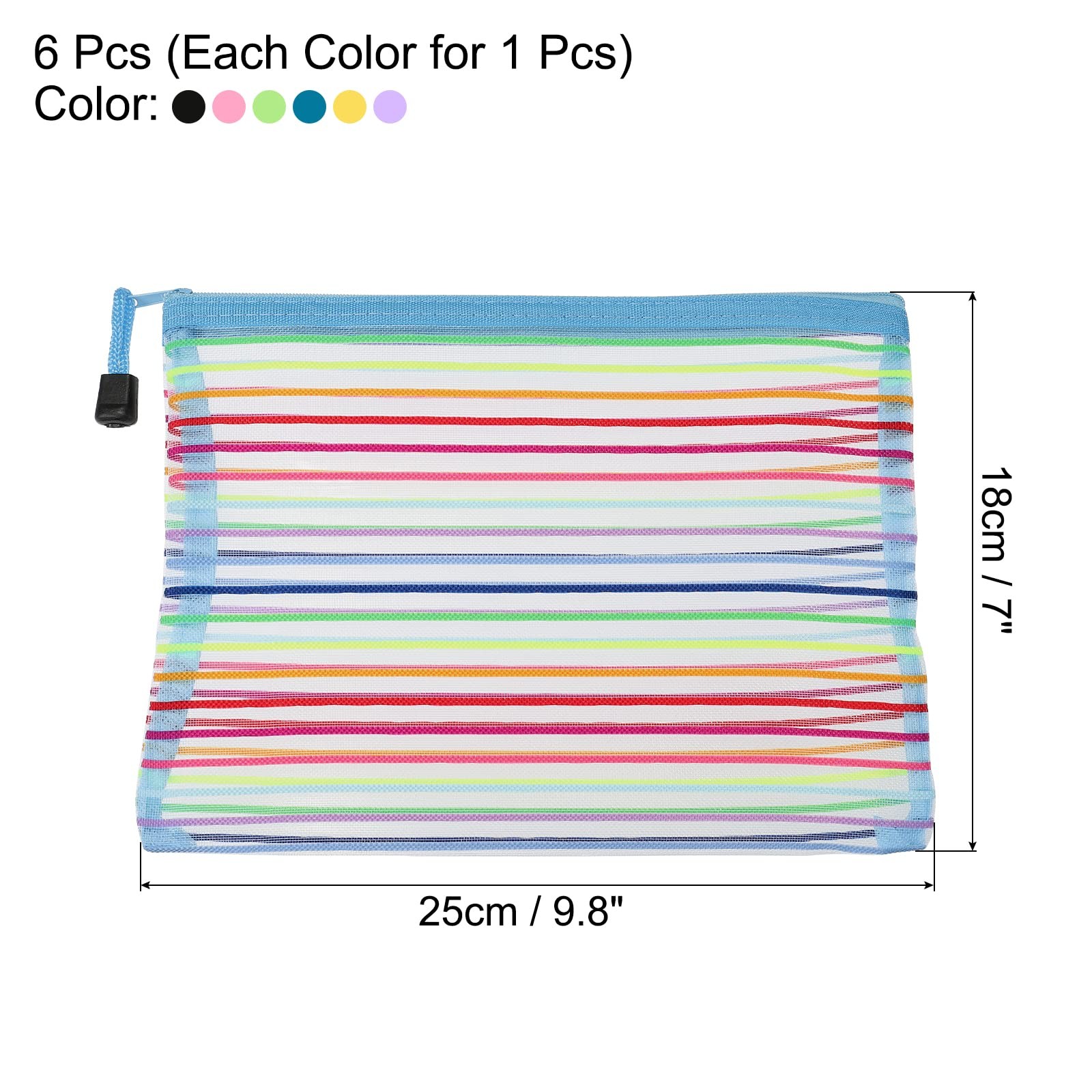 Mesh Zipper Pouch, A5 Nylon Mesh Cosmetic Bags Pencil Case Document Bag Zippe…