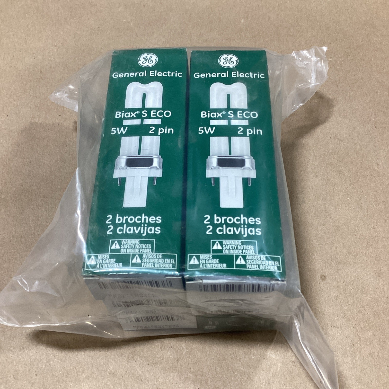 GE Biax S ECO 5W 2 Pin Compact Fluorescent Lamp (LOT OF 6)