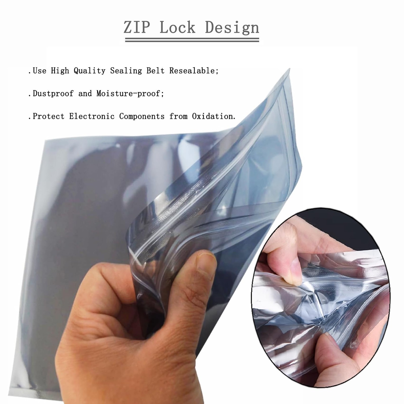 50 PCS 8.27 * 9.45 Inch Resealable ESD Bag 8.27” x 9.45”, Silver/Yellow