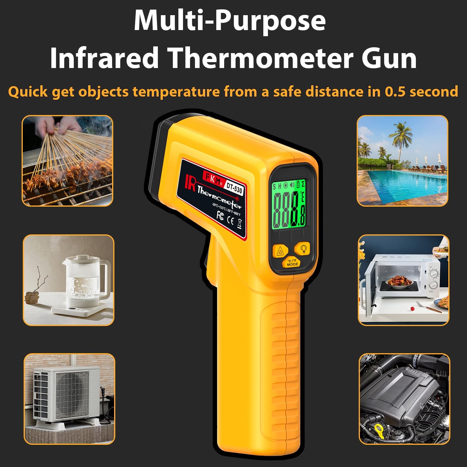 Infrared Thermometer Gun Non-Contact Laser Temperature Gun,-58°F~986°F(-50°C~…
