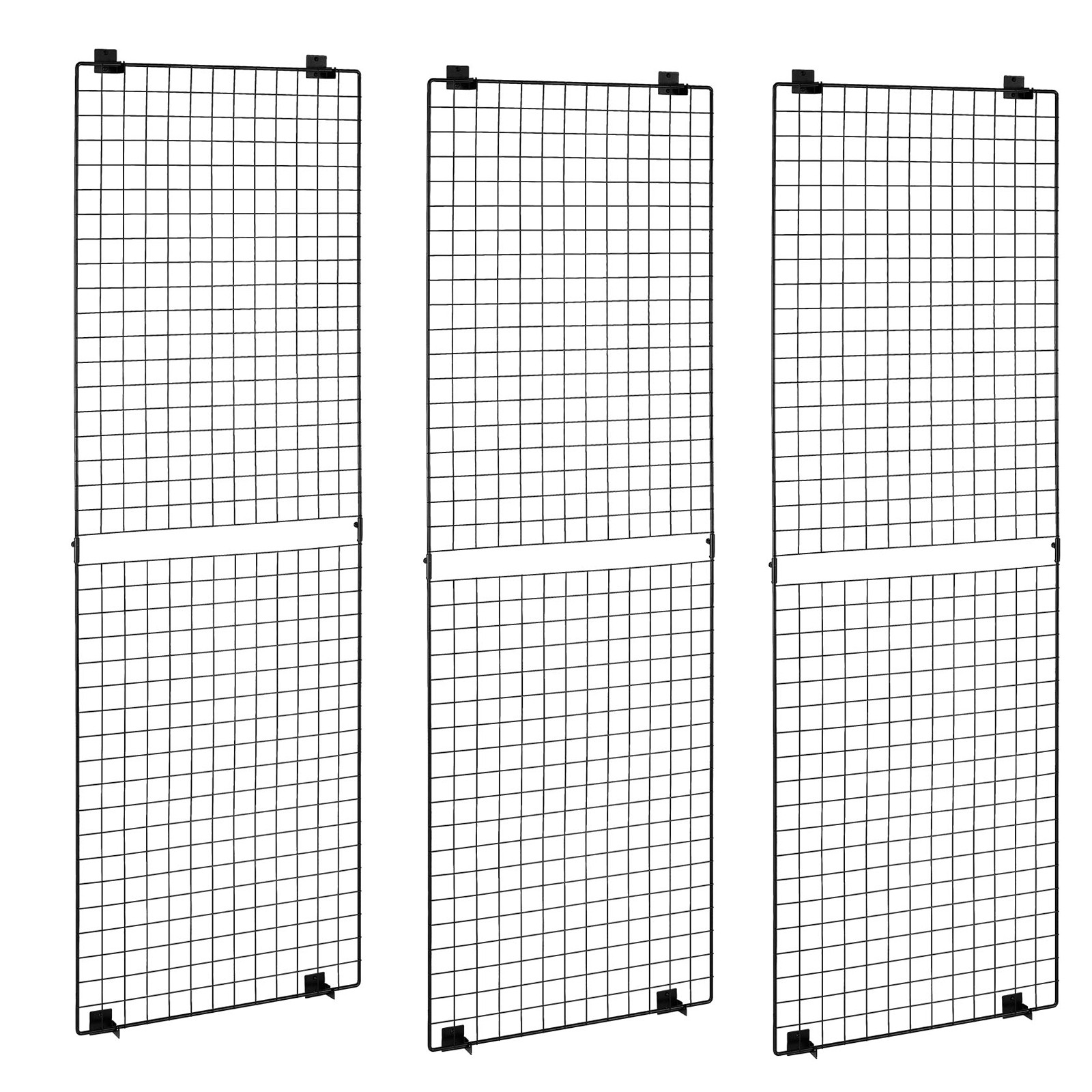 Uimoso Set of 3 Wall Grid Panels 2×6 ft Wire Display Racks in Black Finish