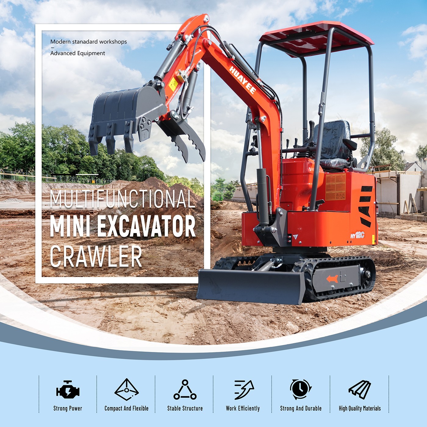 Upgrade HY12C FREE SHIP Mini Excavator 1.2Ton Gas B&S EPA Engine+5 Accessories