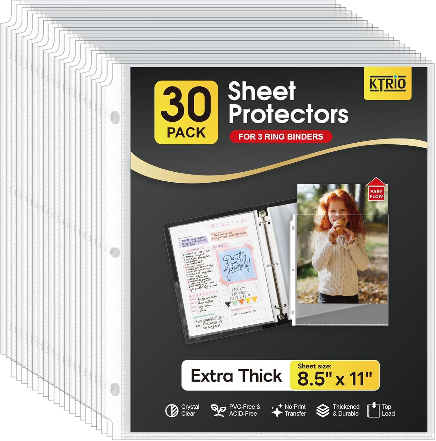Heavy Duty Sheet Protectors 8.5 X 11 Inch, 3 Mil Thick Clear Page Protector for
