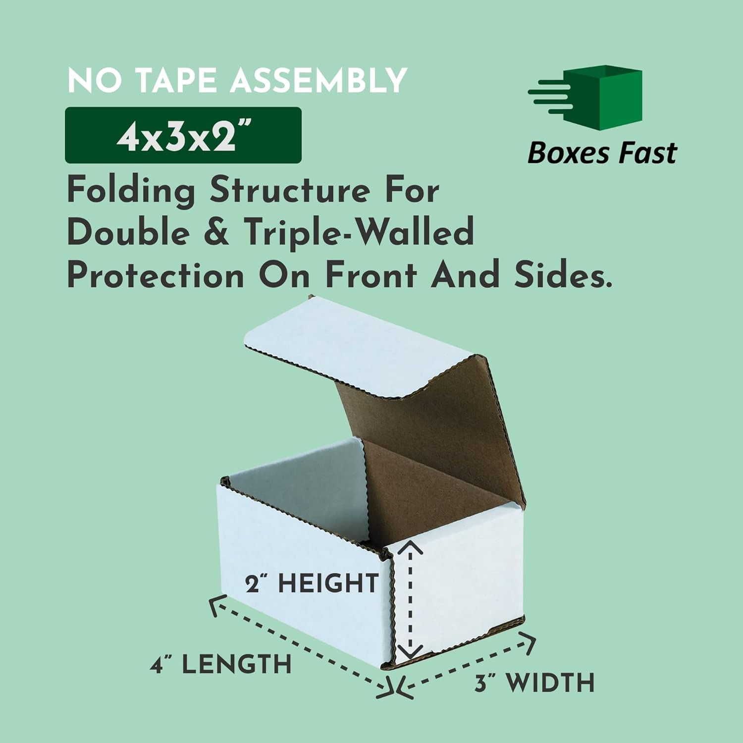 Boxes Fast Small Business Packaging, Shipping Box 4 x 3 x 2, 50 Bulk | White