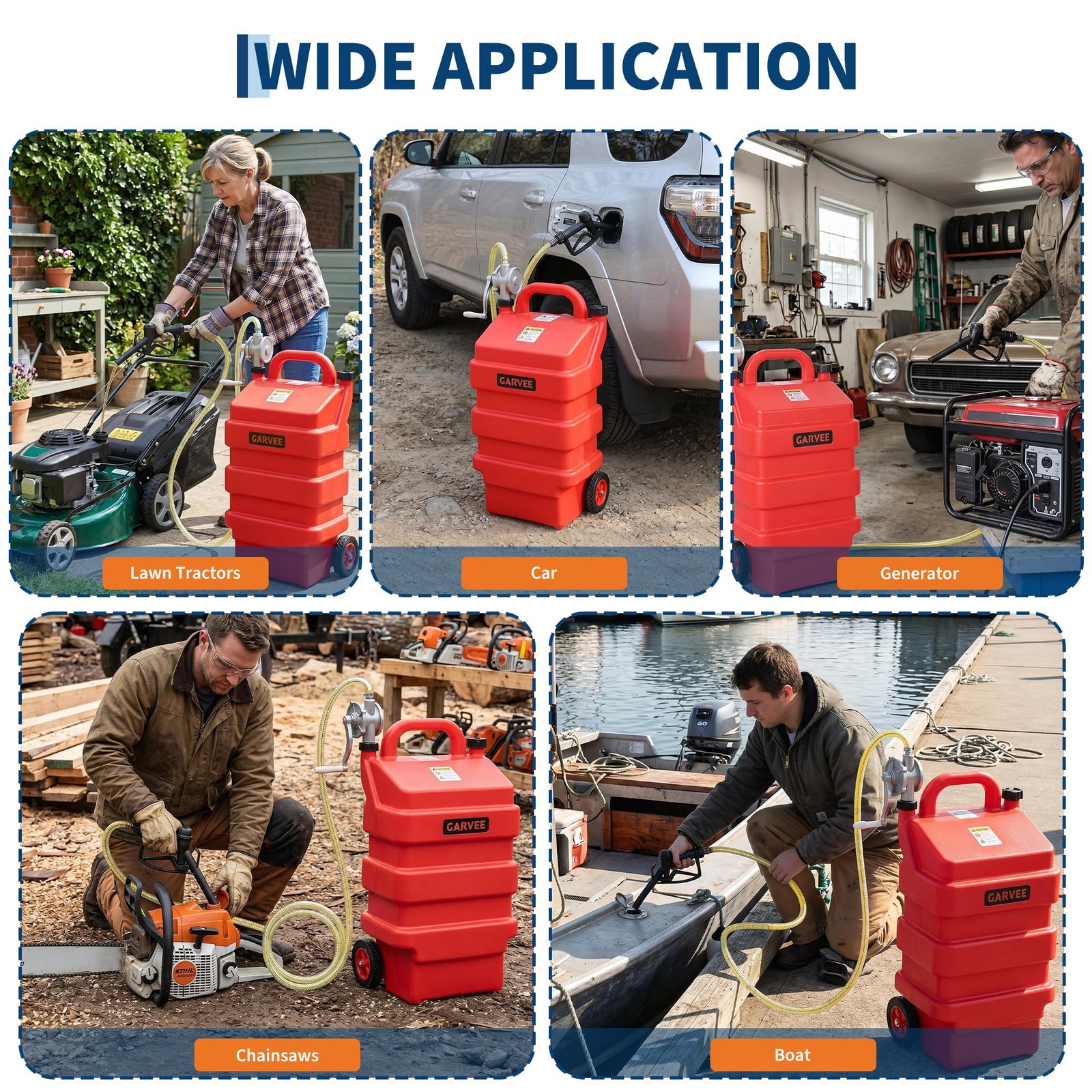 16 Gallon 60L Fuel Caddy Portable Gas Storage Tank with Manual Pump & Hose, Red