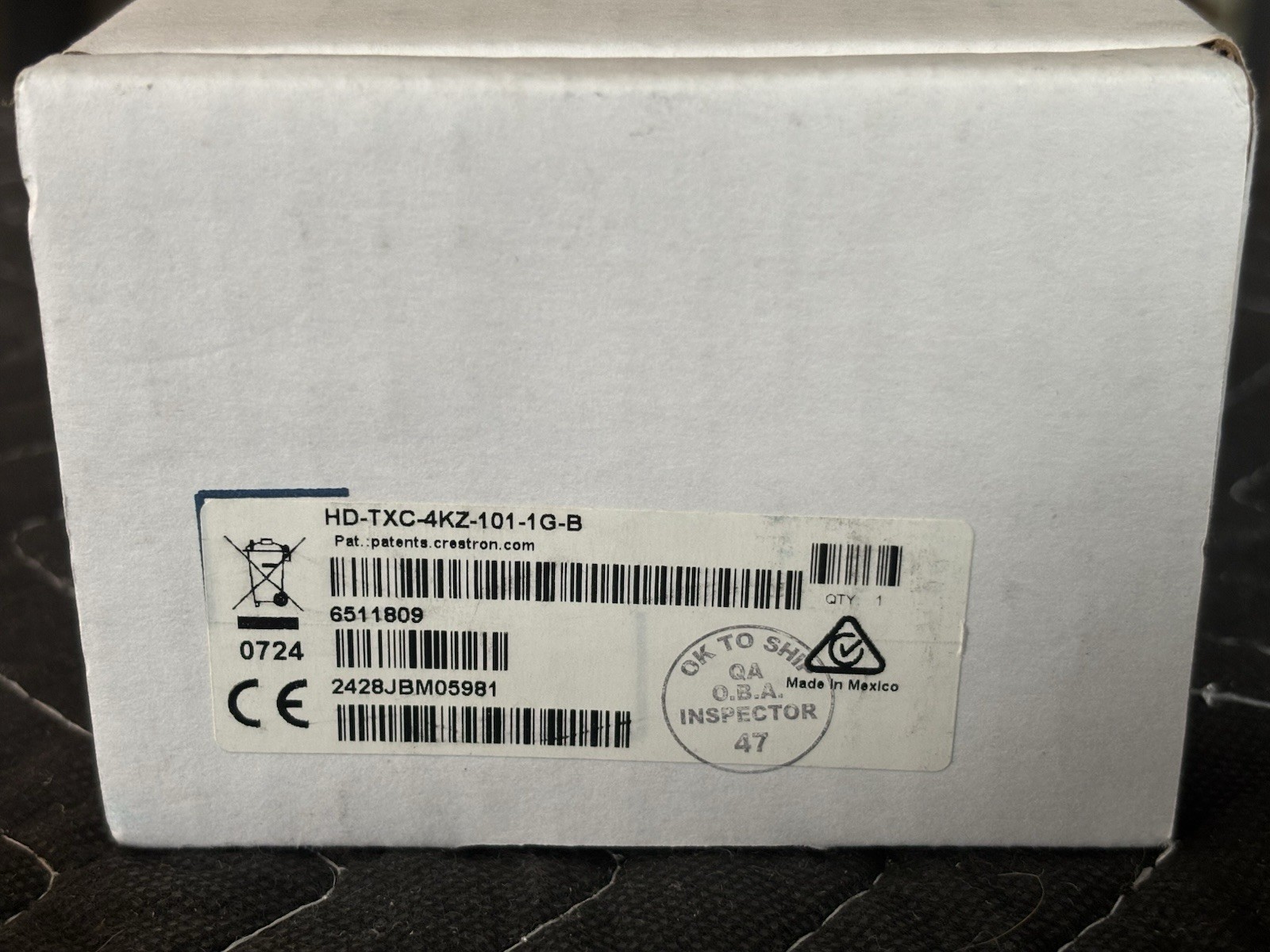 Crestron HD-TXC-4KZ-101-1G-B HDMI Transmitter 1G Wall Plate (Black)