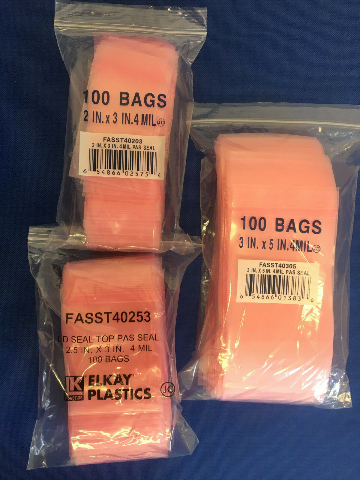 Elkay Plastics Pink Anti-Static Seal Top 4Mil ZipLock Reclosable Poly Bags 4 Mil