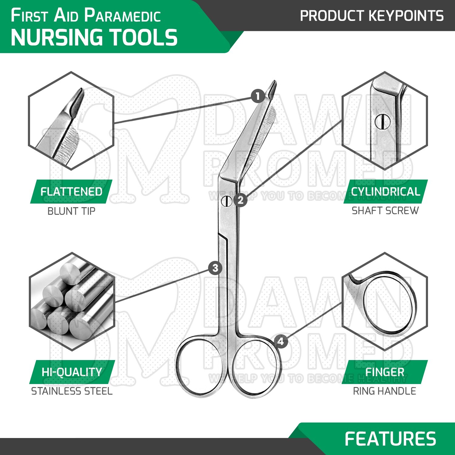 4 Pcs First Aid Paramedic Essential Nursing Tools Surgical Instruments – Red