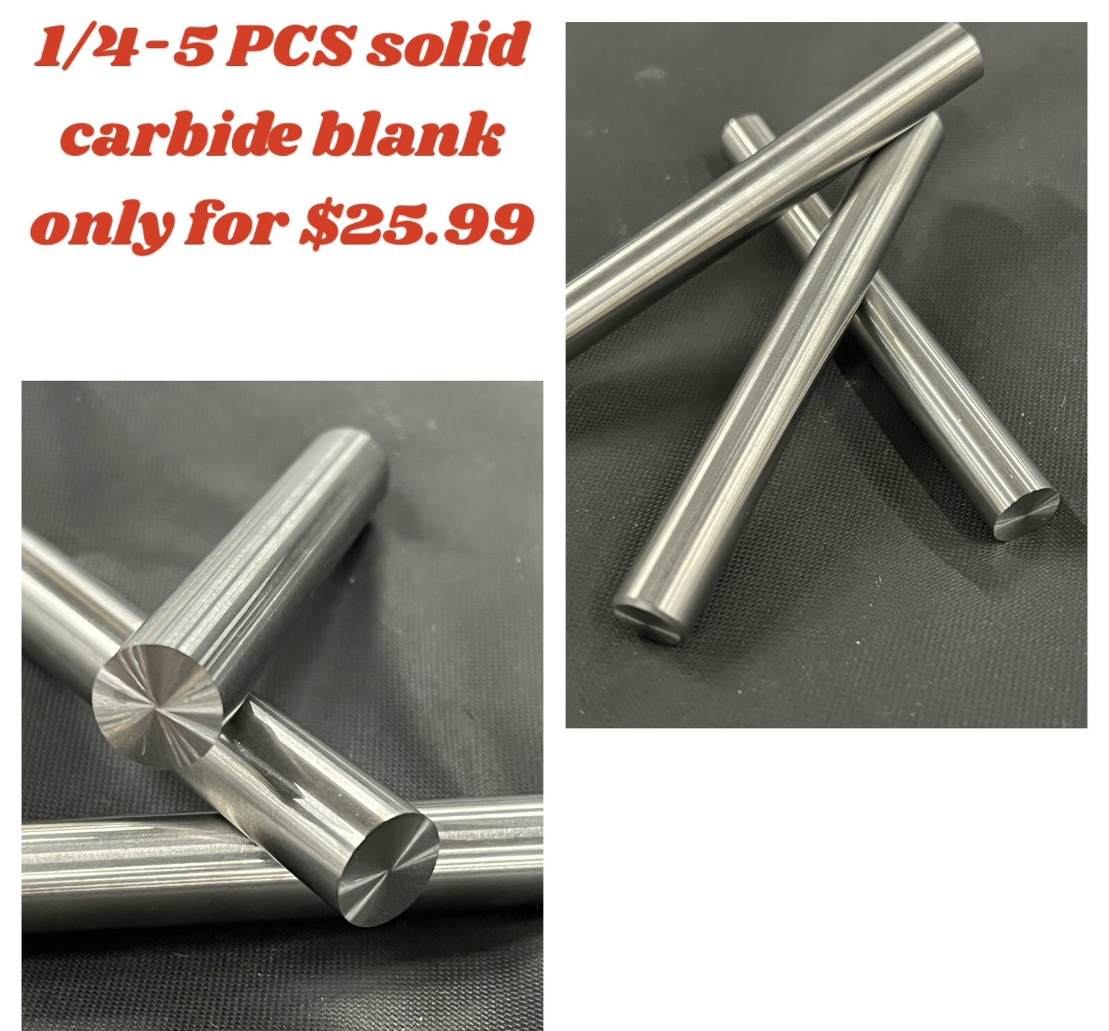 5-PCS 1/4×3” Tungsten Solid Carbide Rods Blank 10% Cobalt