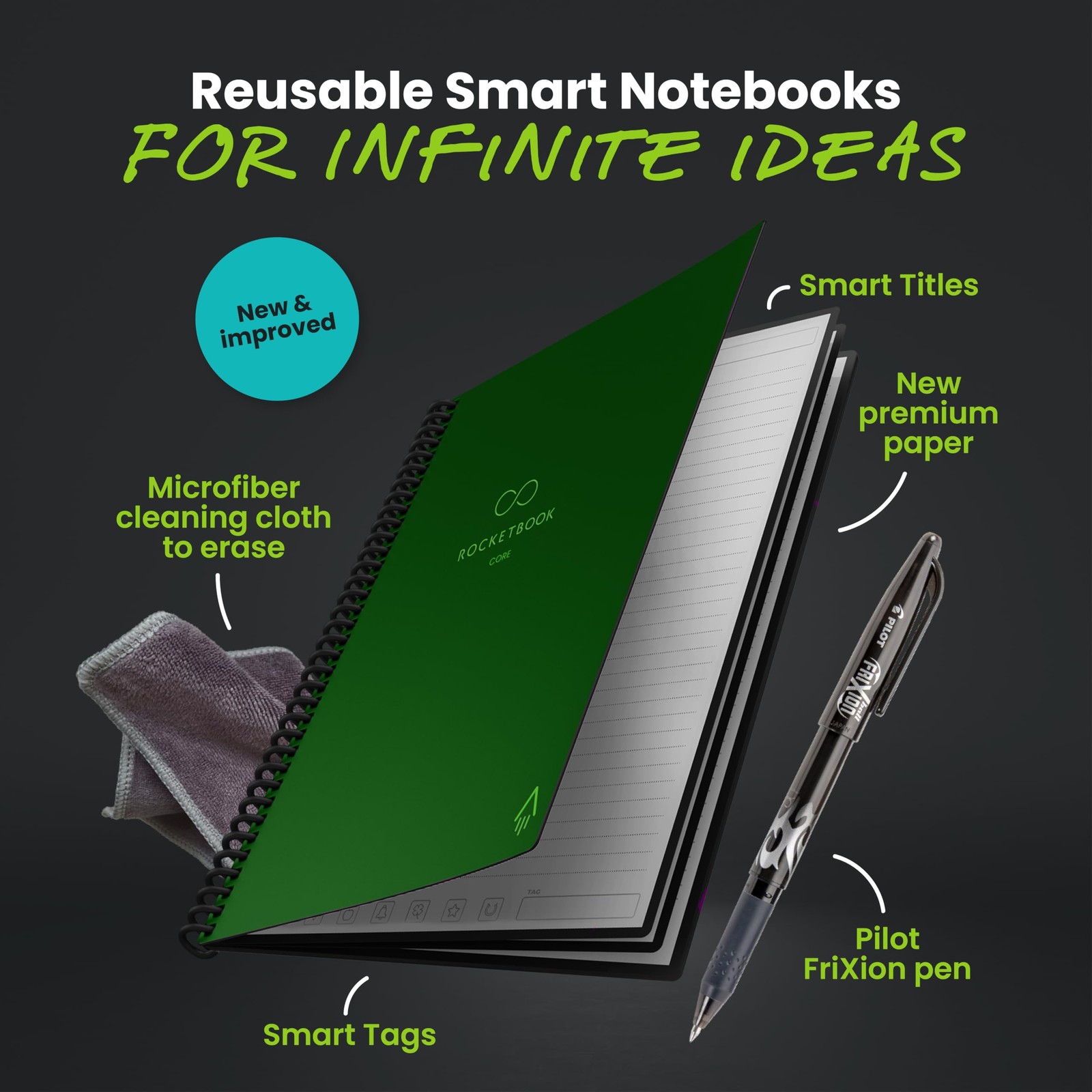 Core Reusable Notebook, Lined Pages For , Work and Creative Projects, Executi…