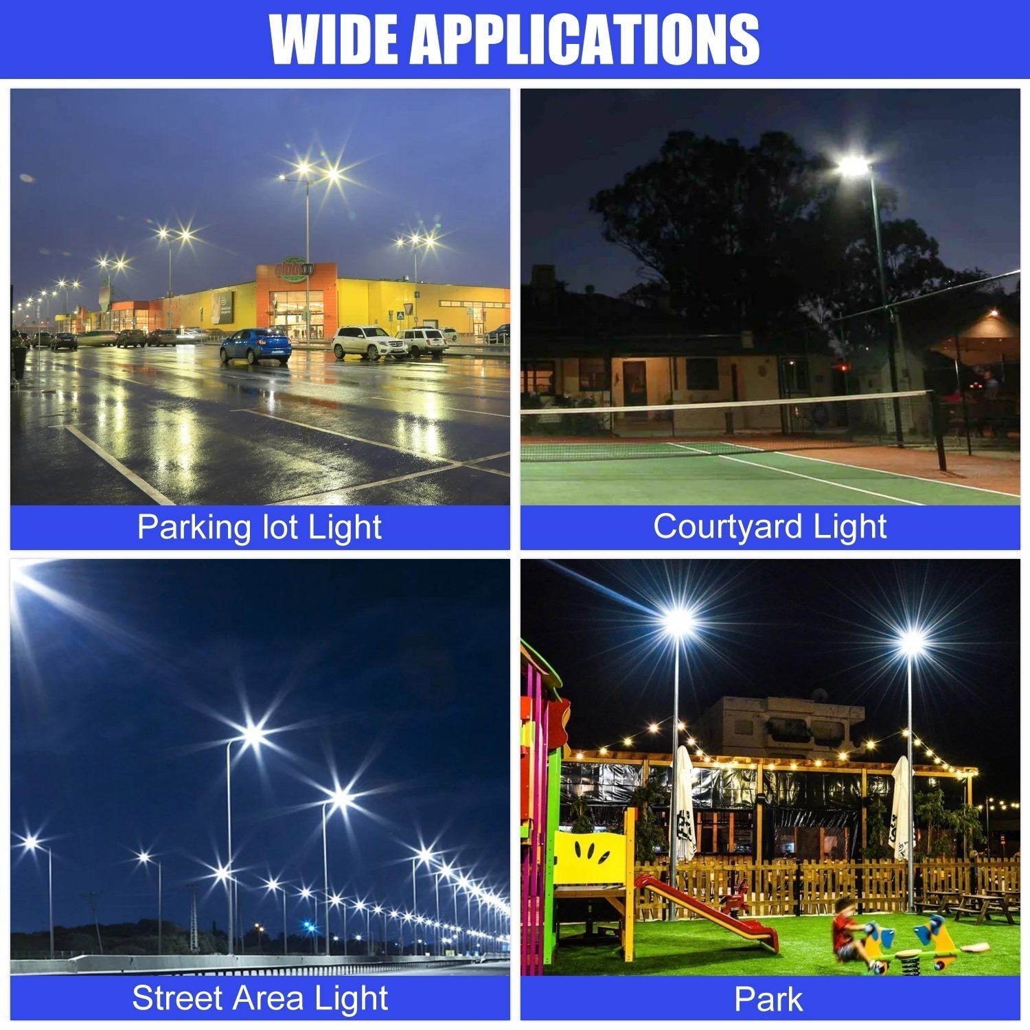 LED Street Lights Shoebox Parking Lot Lighting 200W IP65 Outdoor Yard Flood Lamp