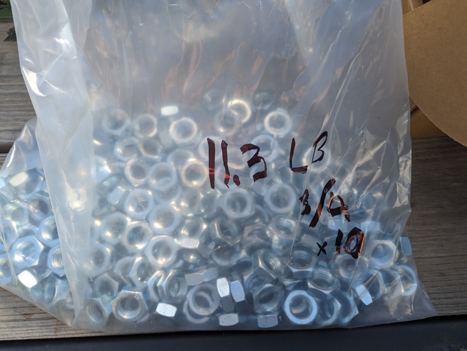 100+ 11.3 Pounds of 3/4-10 Hex Nuts Thin Zinc Plated Steel (GNCC)