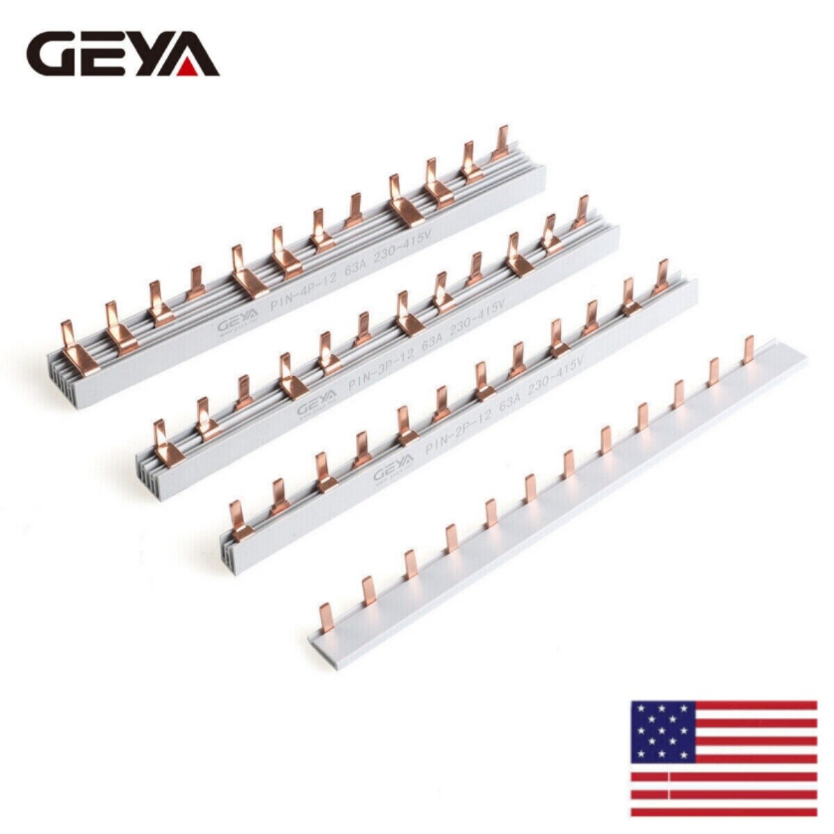 GEYA 1/2P Copper Busbar Circuit Breaker Connector 63A 230/415V MCB&RCBO&RCD&RCCB