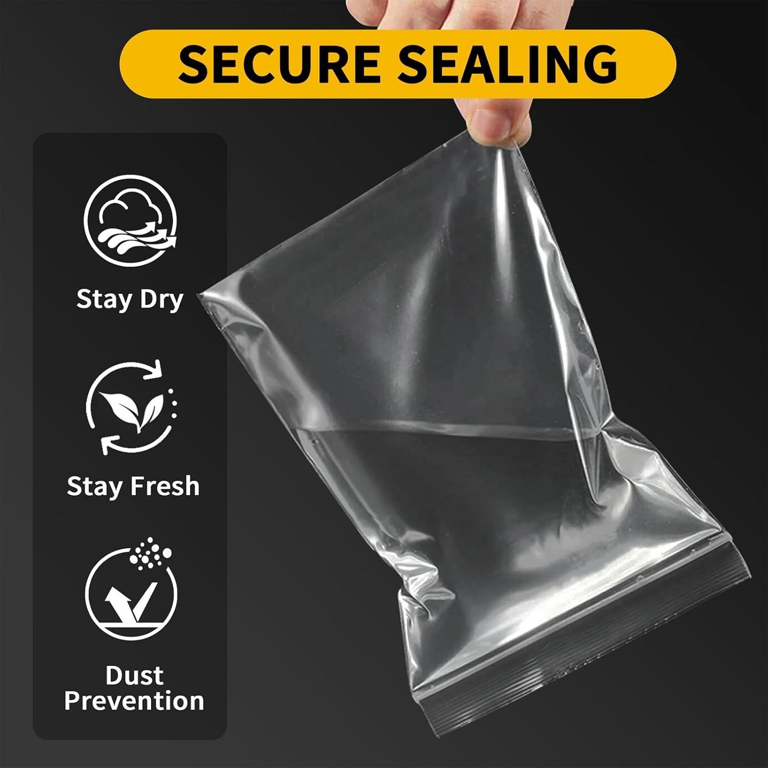 Small Plastic Bags, 300 PCS Mini Baggies 3 Assorted Sizes 2×2 2×3 3×4 Inch