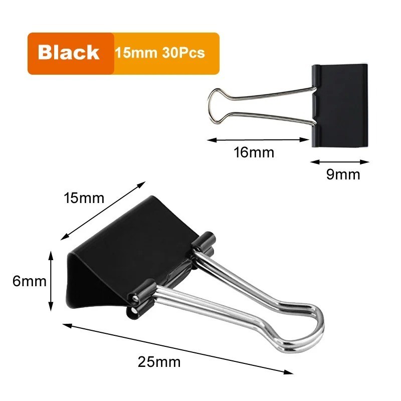 30/20/15/10/5Pcs Binder Clips Metal Paper Clips for Office & School Supplies