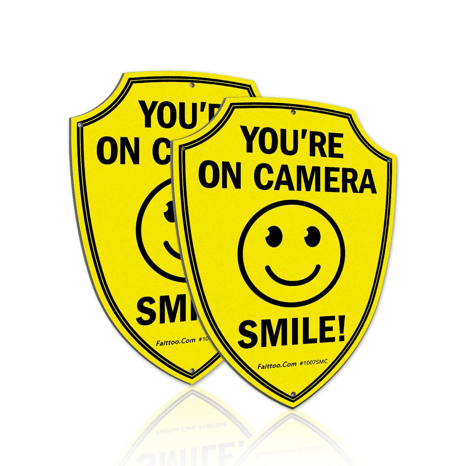 2 Pack Reflective Smile Youre On Camera Security Warning Signs