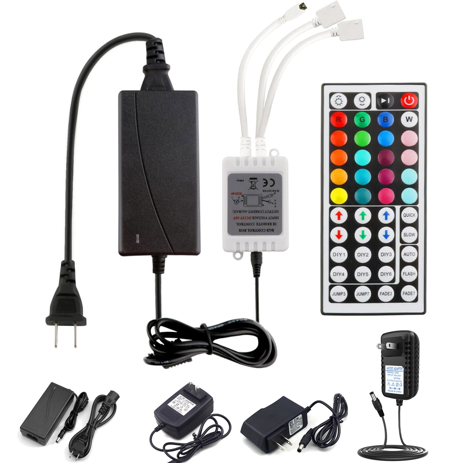 44Key 2 Ports Wireless IR Remote Controller & Power For 5050 2835 3528 LED Light