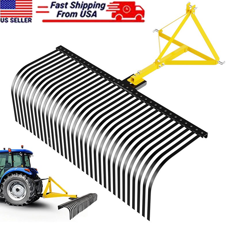 Heavy Duty 60″ Landscape Rake for Category 1 Compact Tractors 3-Point Hitch