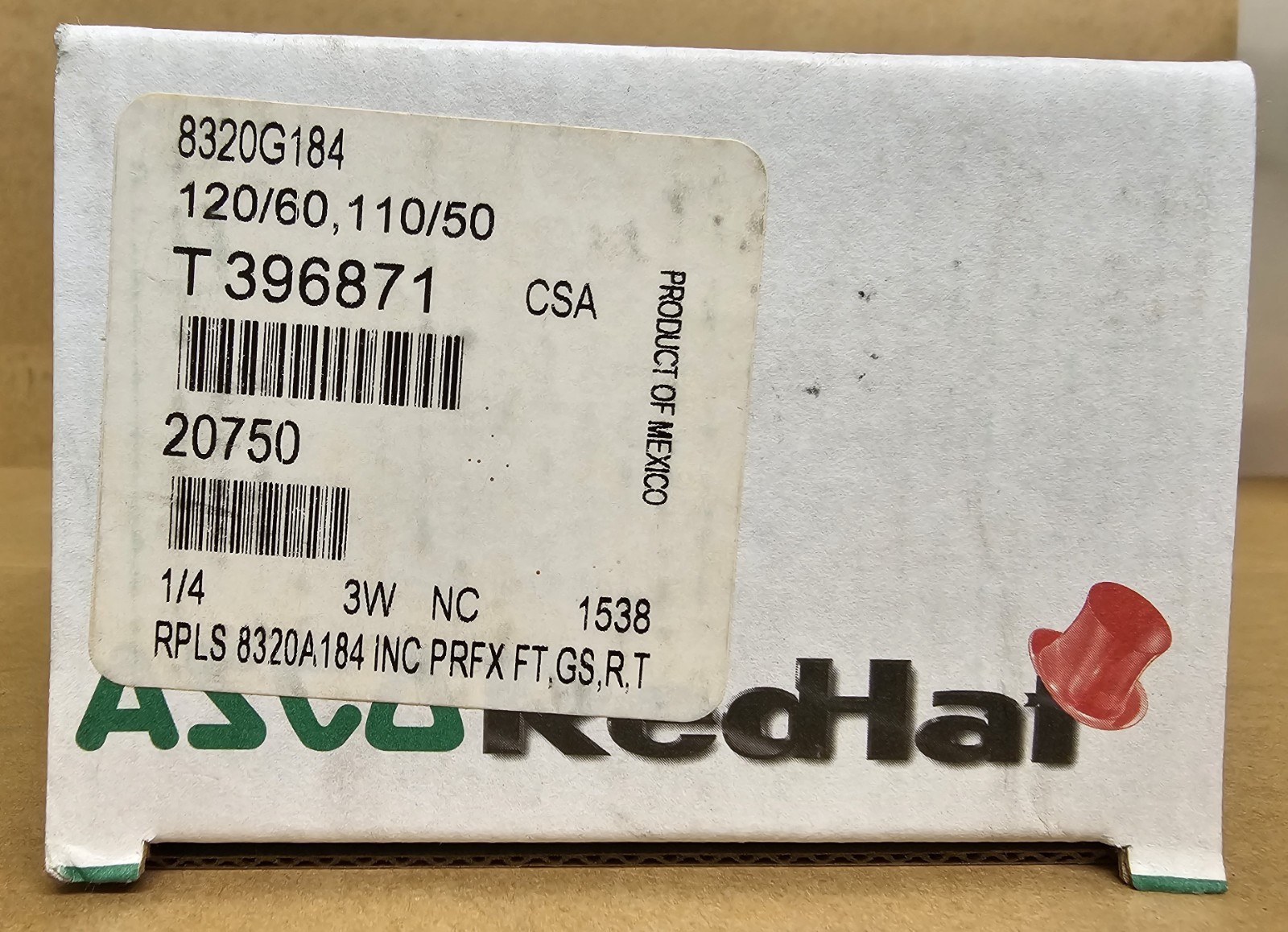 ASCO Red-Hat 8320G184 Solenoid Valve 3-Way NC 1/4″ 120V 60Hz