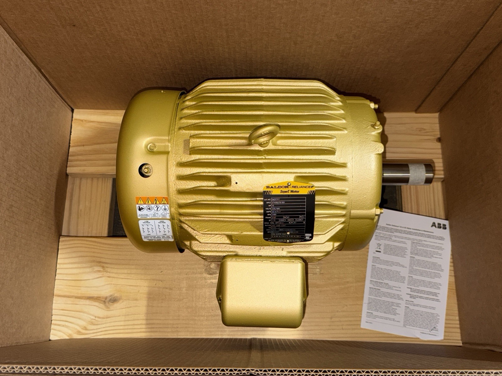 BALDOR EM3771T SUPER-E ELECTRIC MOTOR 10HP 215T-FR 1-3/8″-SHAFT 3485RPM 230/460V