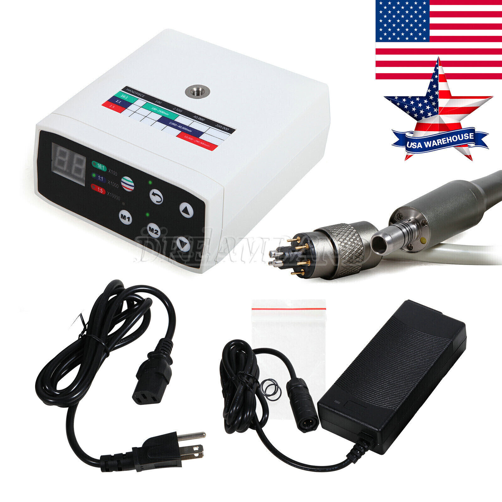 Woodpecker Style Dental Electric Motor Brushless/+1:5 Contra Angle LED Handpiece