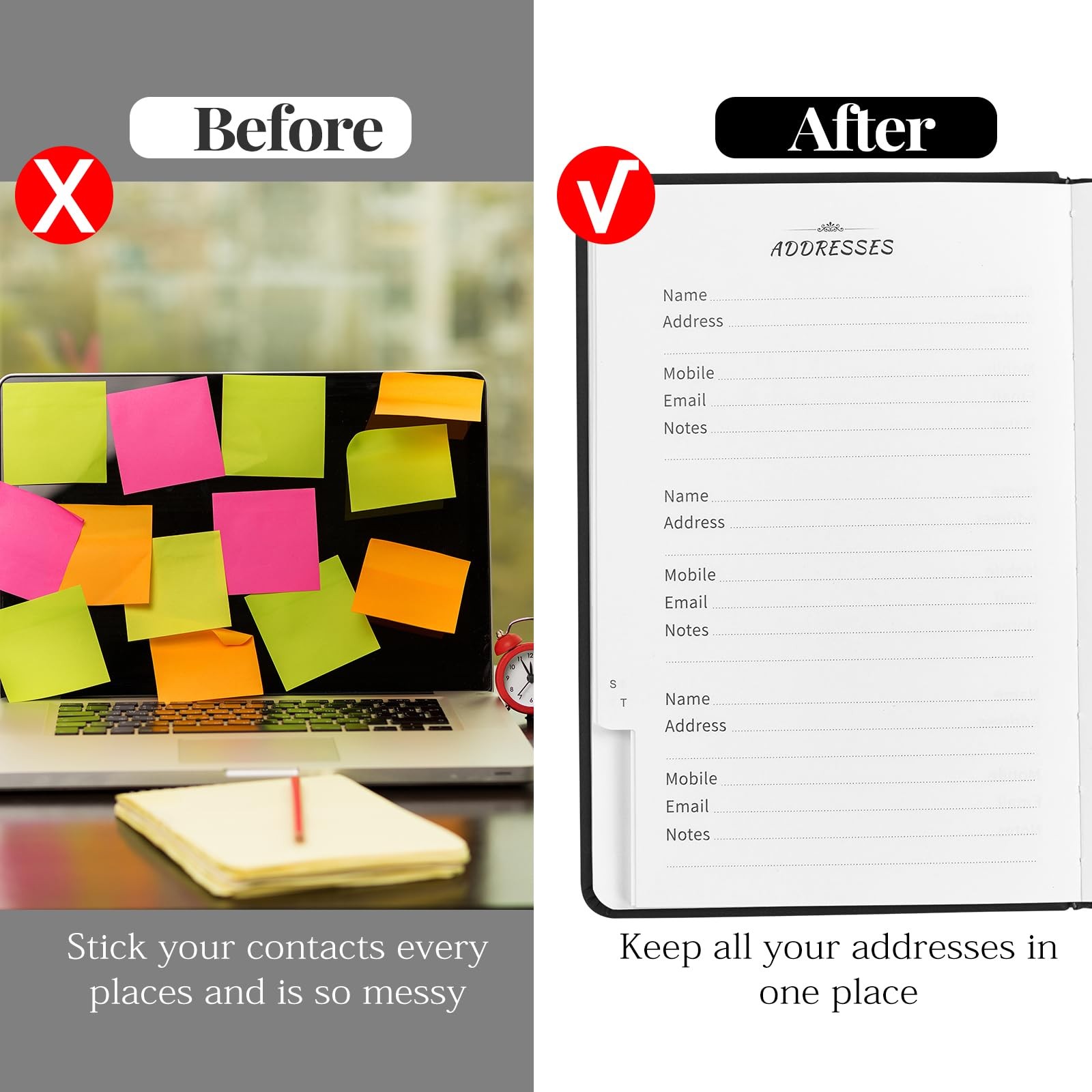 JUBTIC Address book with Alphabetical Tabs, Hardcover Password Keeper and Tel…
