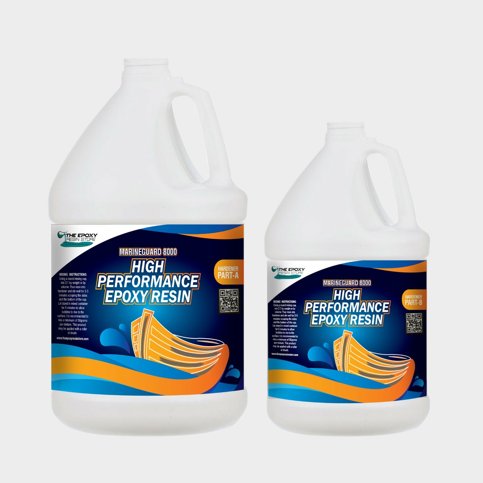 MARINEGUARD 8000 – CLEAR EPOXY RESIN, TABLETOPS, CONCRETE, FIBERGLASS -1.5 GAL