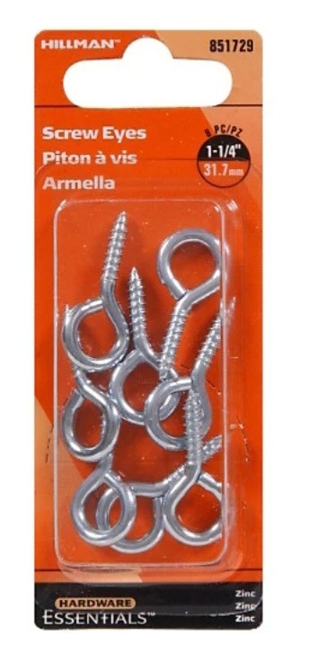 5 boxes of 8 pack screws Hillman Hardware 0.135″ x 1-1/4″ Med Screw Eye Bolts