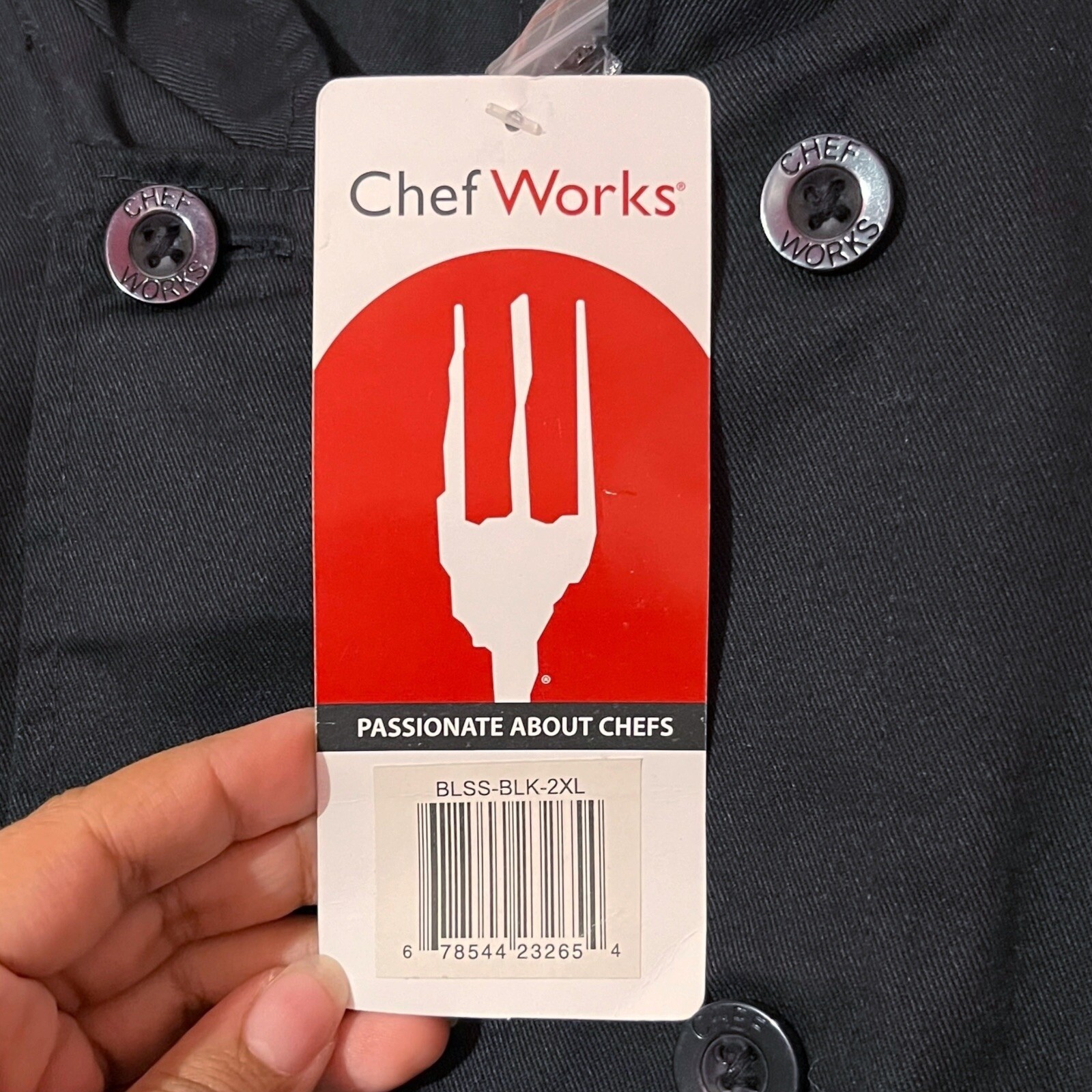 Chef Works chef’s jacket short sleeve adult men’s size 2XL black coat unisex