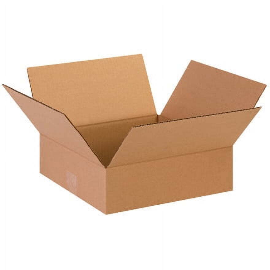 SSBM 25 Shallow Kraft Corrugated Boxes – Ideal for Flat Items, 13 x 13 x 4 Inch