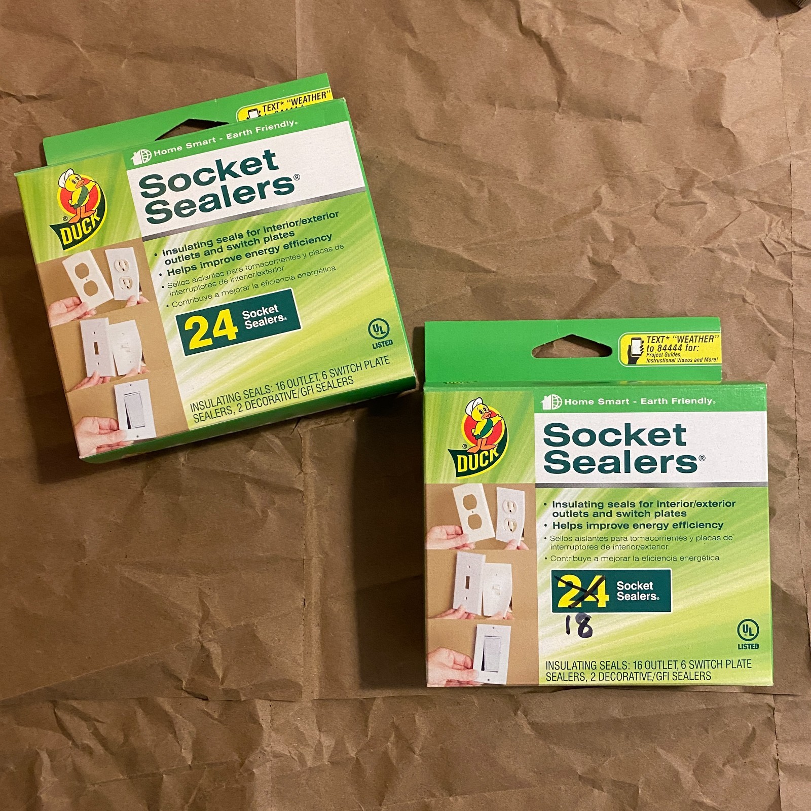 Duck Brand Socket Sealers Variety Pack, 2 boxes minus 6 pieces, White