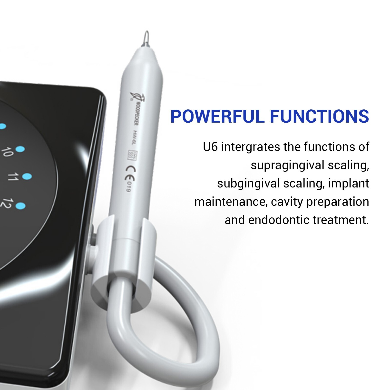 Woodpecker U6 LED Dental Ultrasonic Scaler Scaling Perio Endo Handpiece + 7 Tips