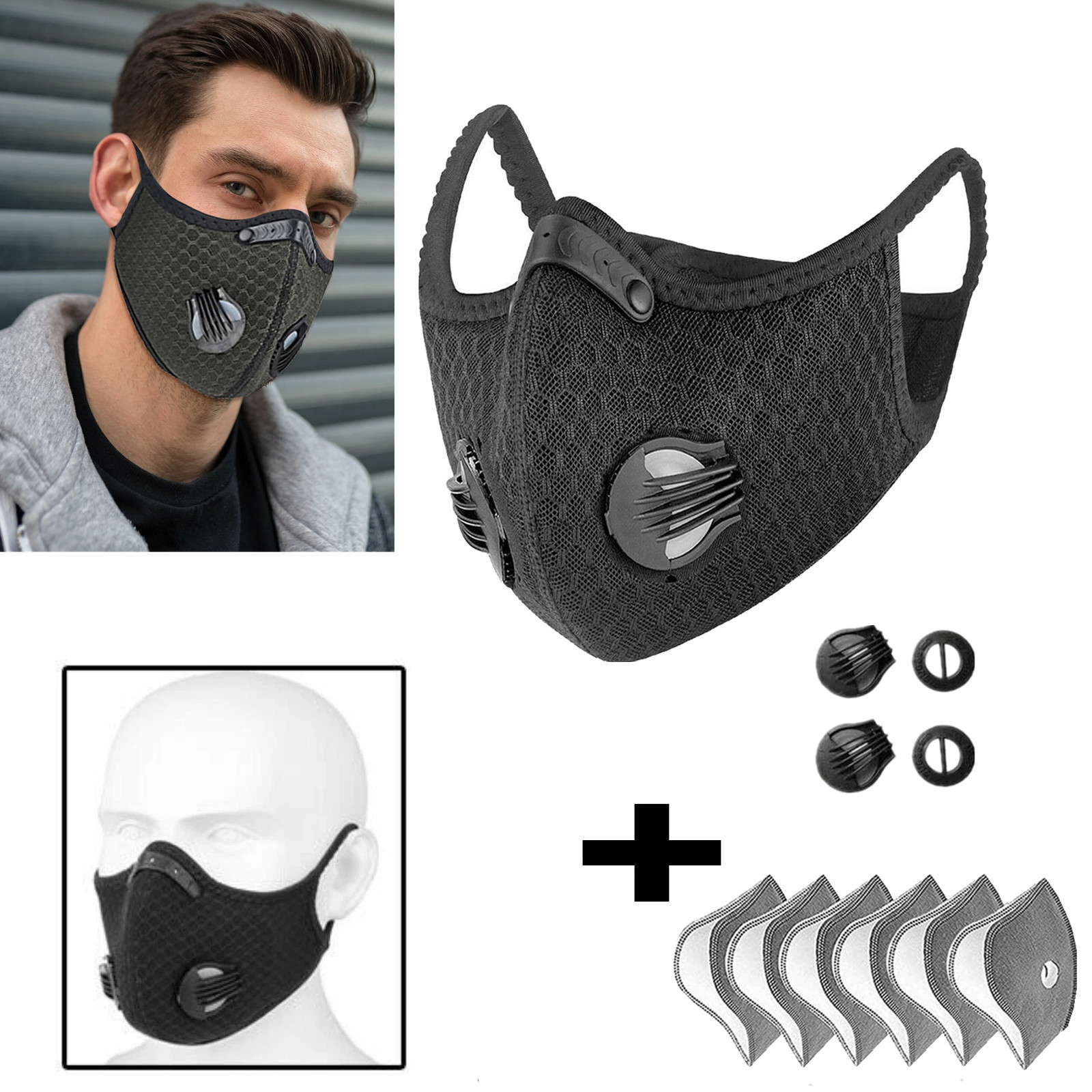 Anti Pollution Half Facepiece Reusable Face Shield Respirator Dust Mask Filters