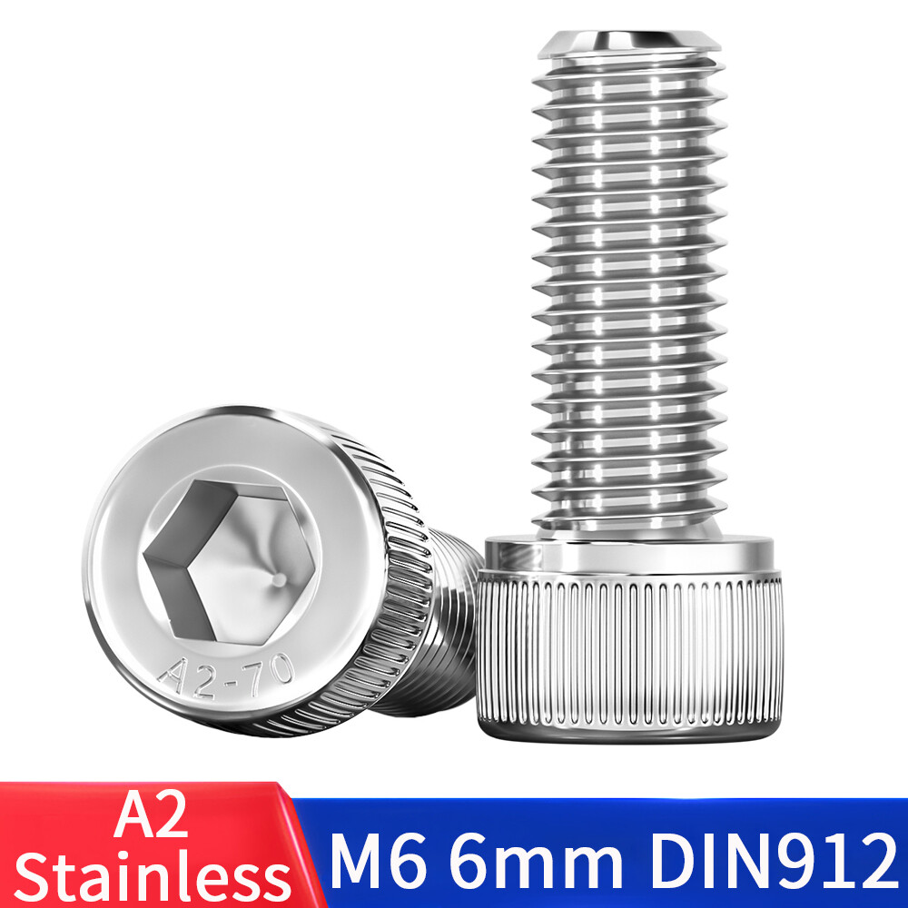 M6 (6mm) Cap Screws Allen Key Hex Socket Head Bolts A2 Stainless Steel DIN 912