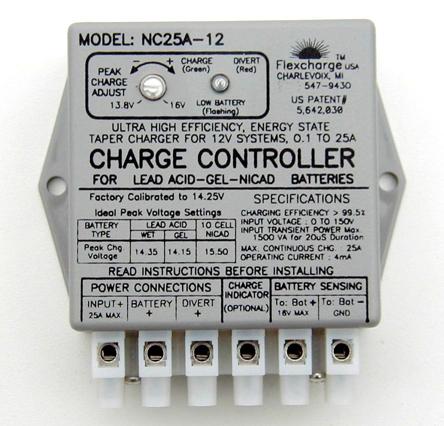 Flexcharge NC25A-12 Solar Wind Hydro Turbine Charge Controller Hybrid 12 Volt US