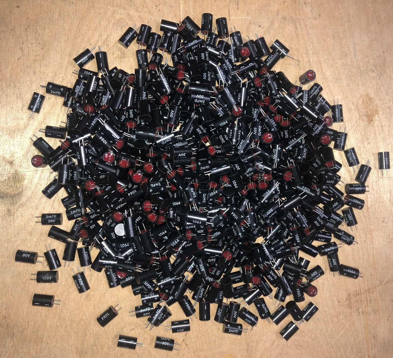 Large Lot 1.3 Pounds 2MFD 50V 1064 Capacitors