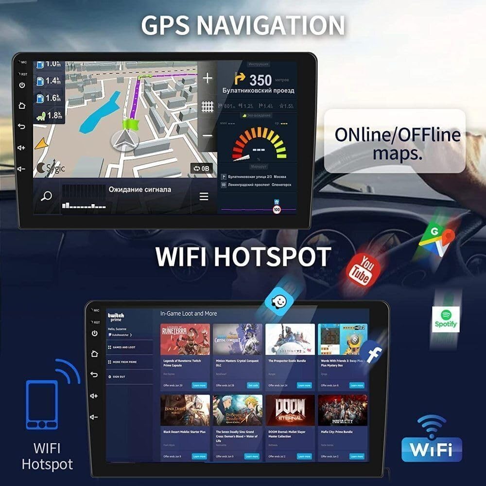 Android 14 Stereo 10.1″ Touchscreen Wireless Carplay Android Auto BK Cam DSP SWC