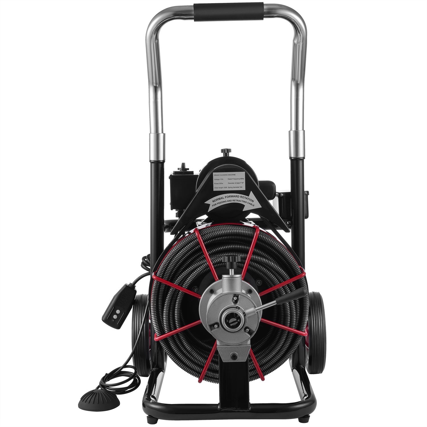 Electric 100ft x 1/2″ Auto Drain Auger Cleaner Cleaning Machine 550W Sewer Snake