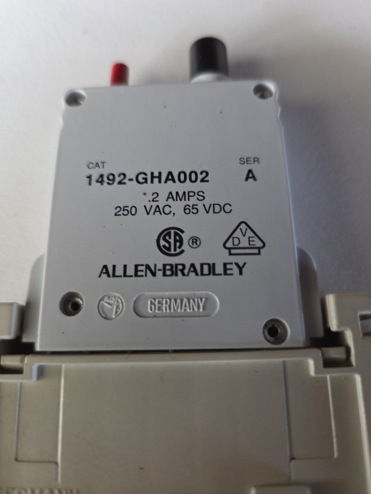 Allen Bradley Single Pole Circuit Breaker .2 AMP 1492-GHA002 Ser. A Tested