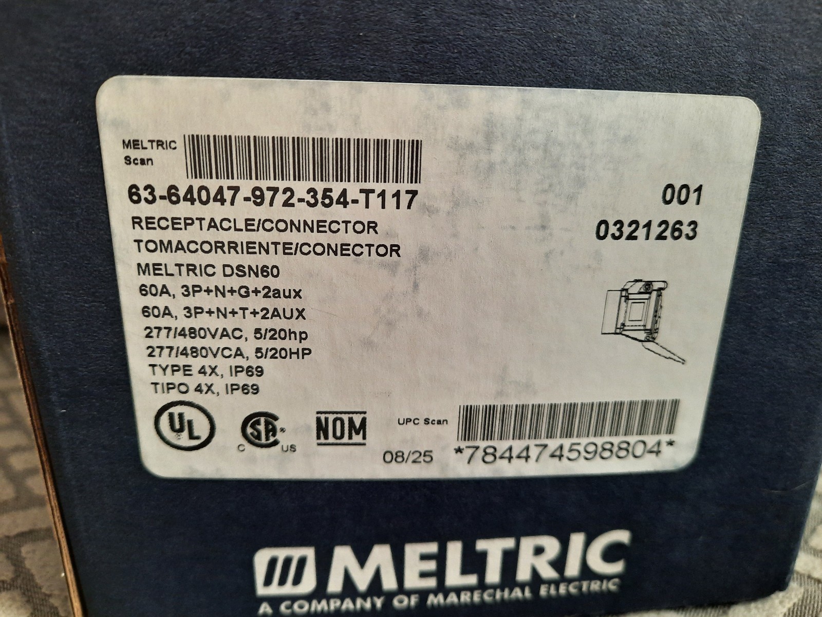 63-64047-972-354-T117 Meltric Plugs & Receptacles, DSN60 Series SLR Release Pawl