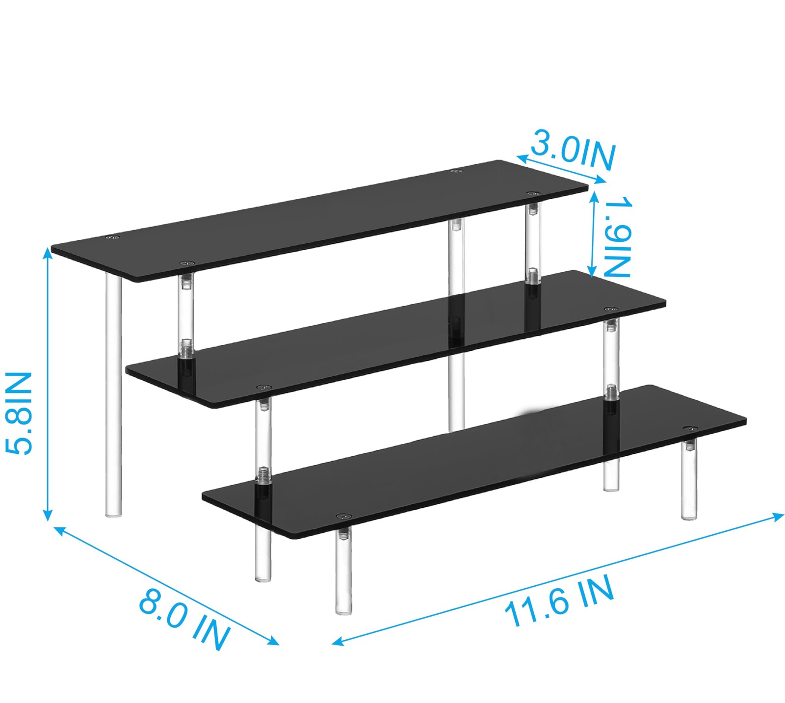 3 Tier Perfume Organizer Stand, Black Acrylic Risers Display Stands, Cologne She