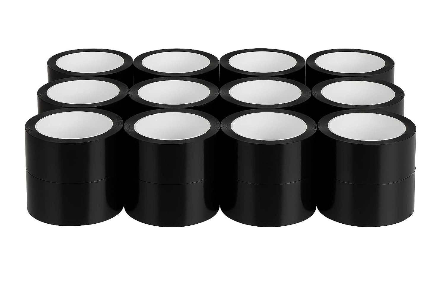 12 Rolls Black Carton Sealing Tape 3″ x 110 Yards Box Shipping Moving Tape 2 Mil