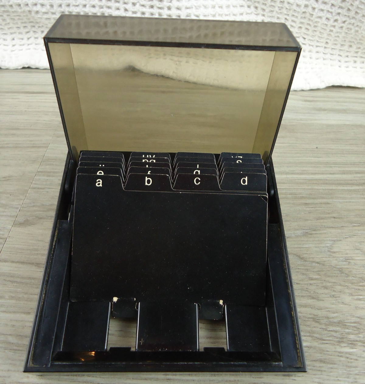 Eldon Office Product VTG 70s Business Card Flip Rolodex Smokey Black Desk Decor