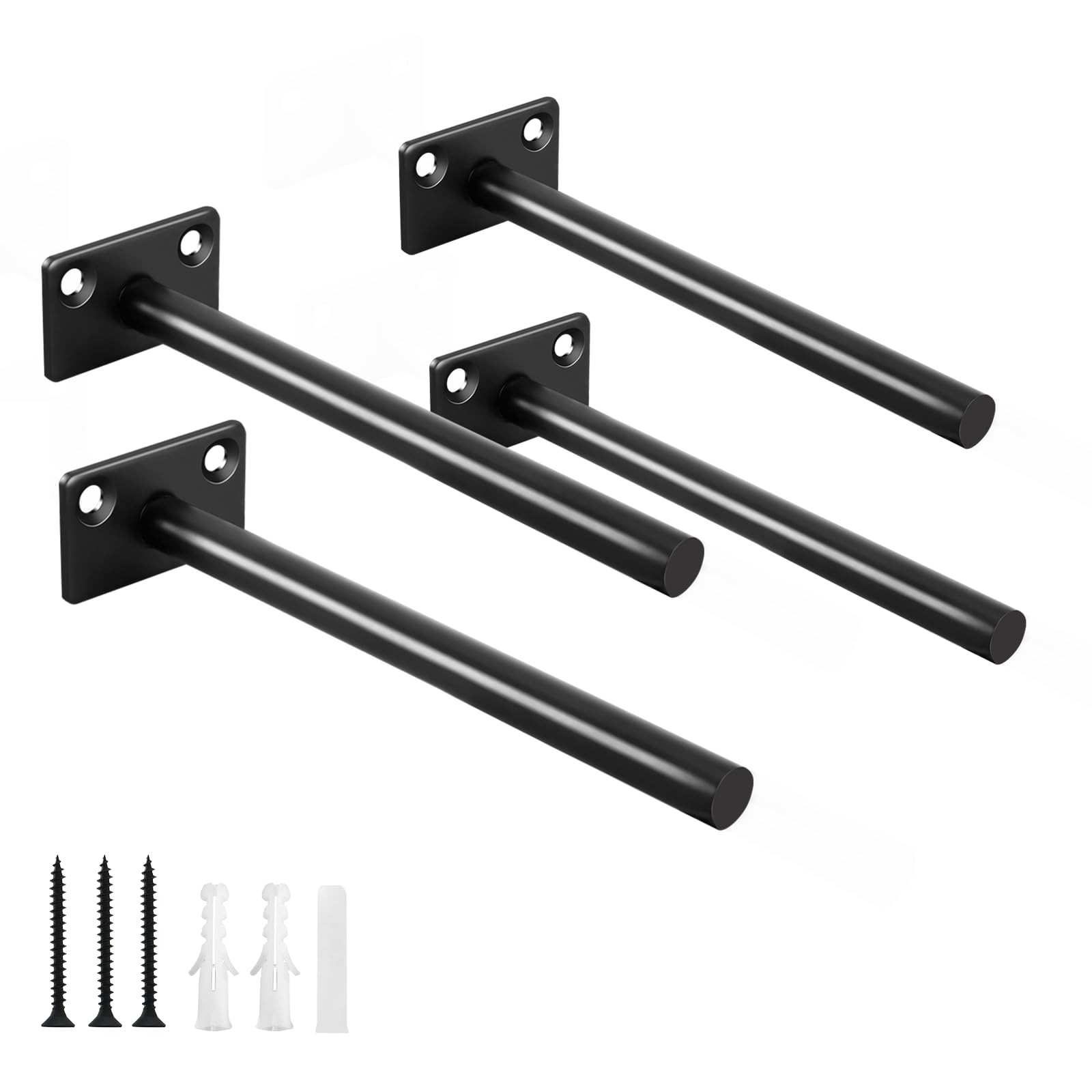 4 Pcs 6″ Black Solid Steel Floating Shelf Bracket Blind 6 Inch,