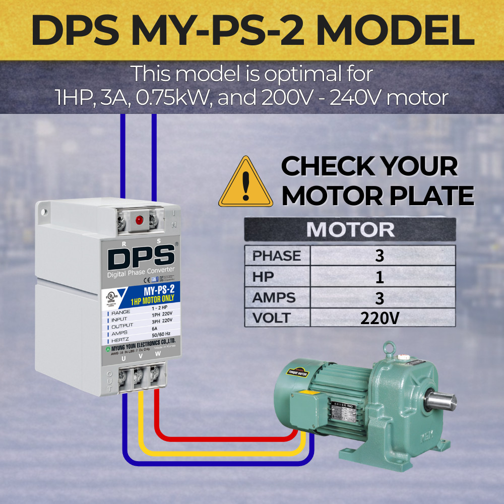 Single to 3 Phase Converter, Use 1HP(0.75kW) 3A Motor 200V-240V Only, MY-PS-2