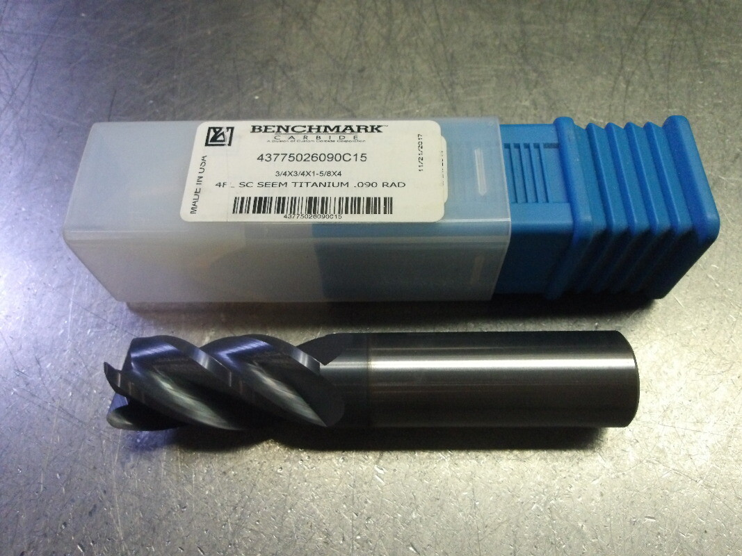 Benchmark 3/4″ 4 Flute Carbide CR Endmill .090″ R 43775026090C15 (LOC2427)