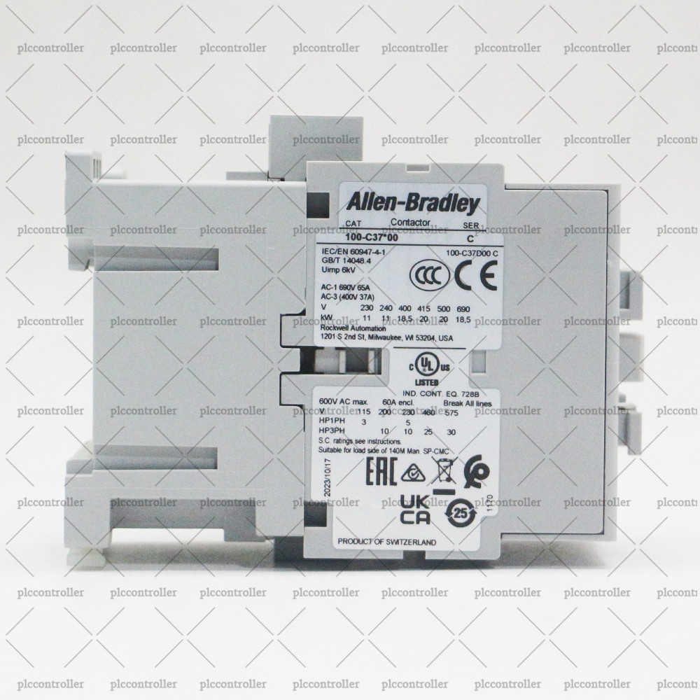 New AB 100-C37D00 Contactor 3 N.O MAIN POLES 1 N.O AUX CONT 120V 60HZ/110V 50HZ